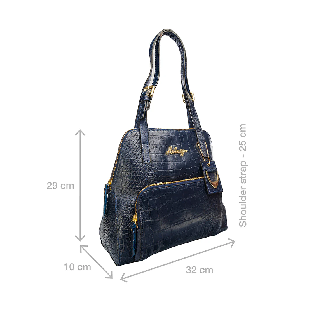 109 01 Blue Leather Tote Bag - Image 2