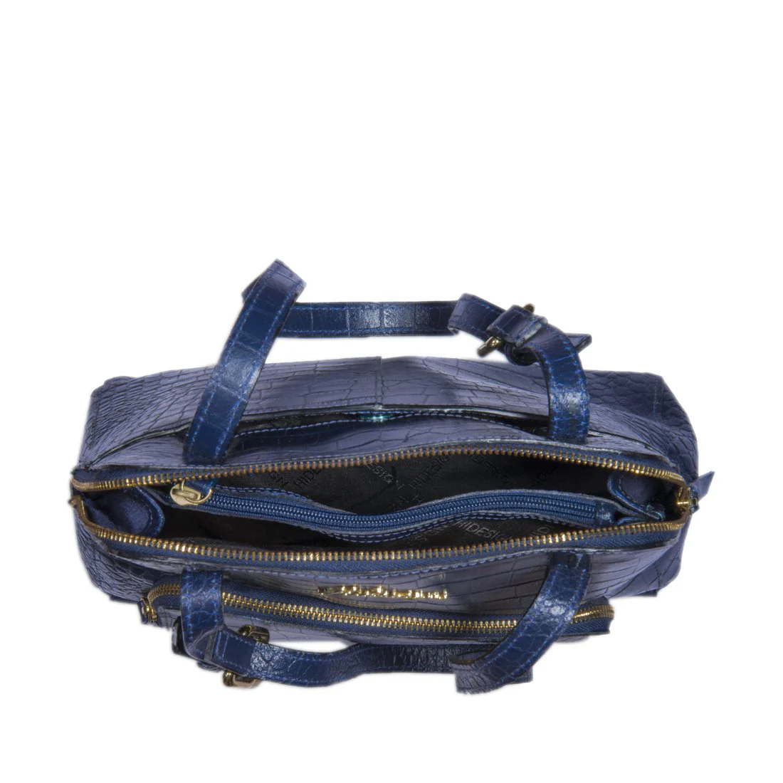 109 01 Blue Leather Tote Bag - Image 4