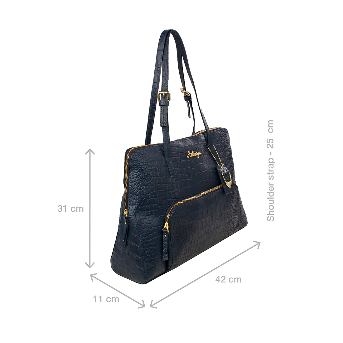 109 02 Blue Leather Tote Bag - Image 2