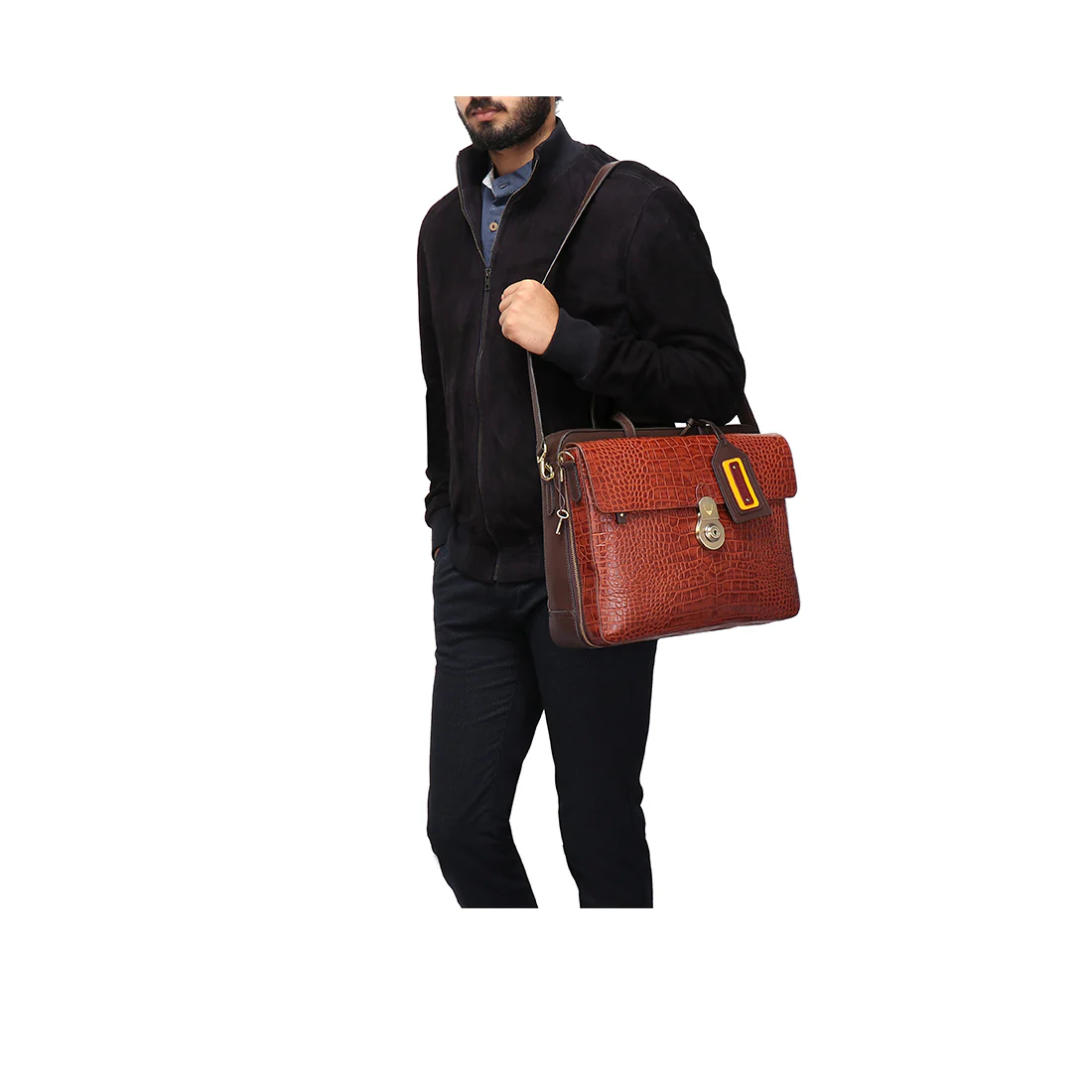 3 Musketeers 02 Tan Leather  Briefcase - Image 2