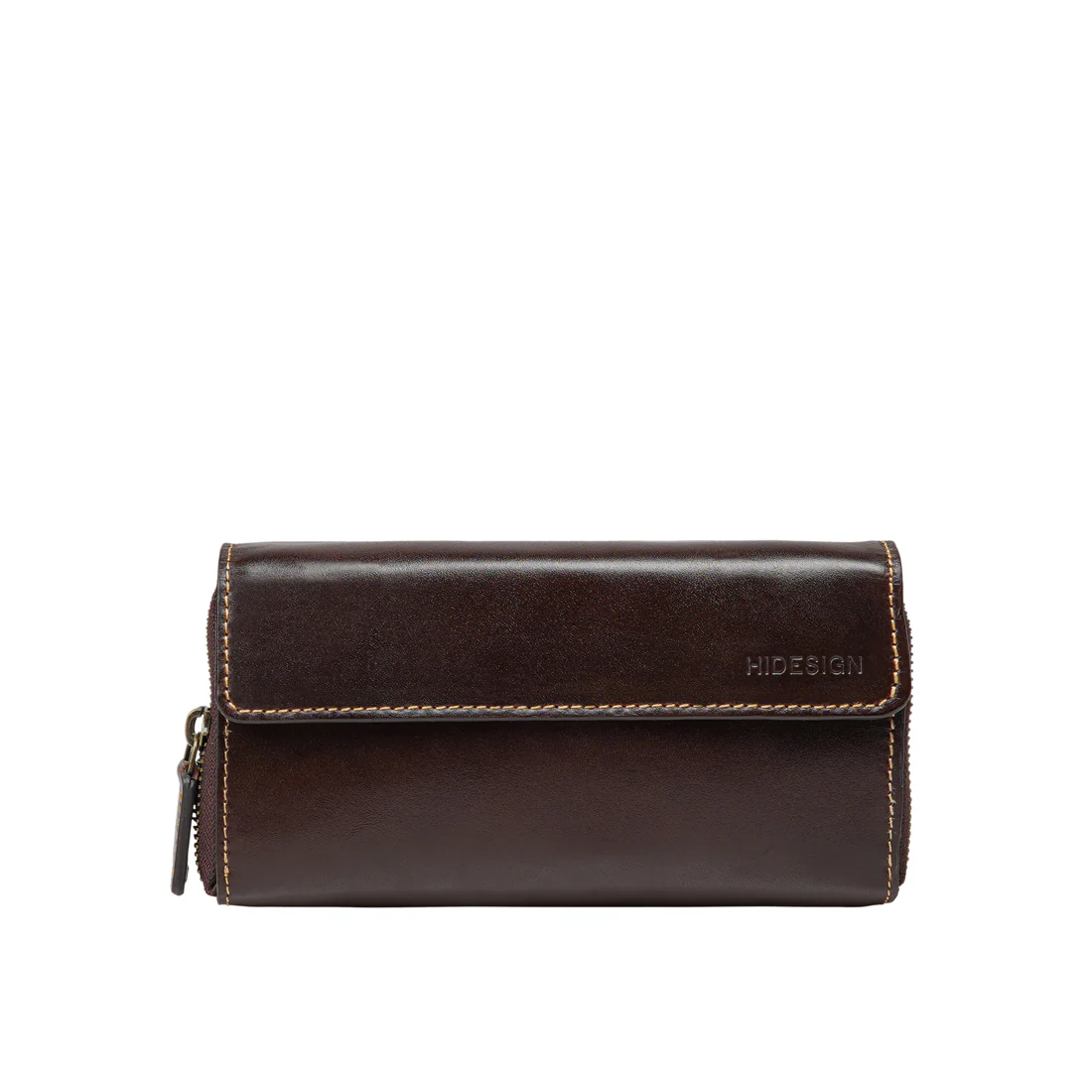 Andover W4 Brown Leather Double Zip Around Wallet - Image 2