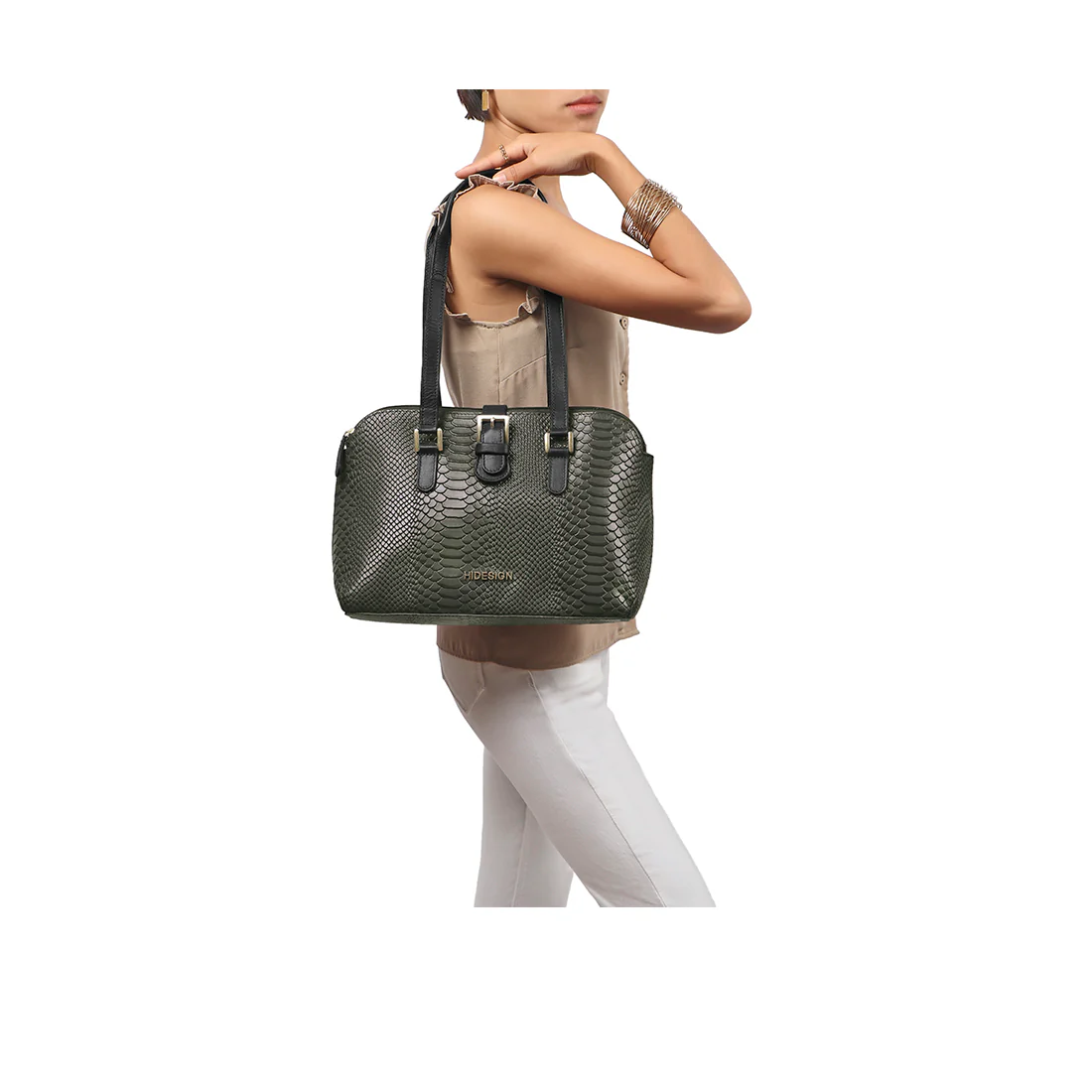 Angelina Sb 01 Green Leather Tote Bag - Image 6