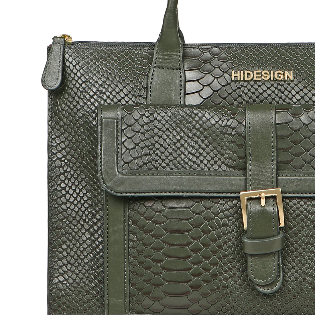 Angelina Sb 02 Green Leather Laptop Bag - Image 4
