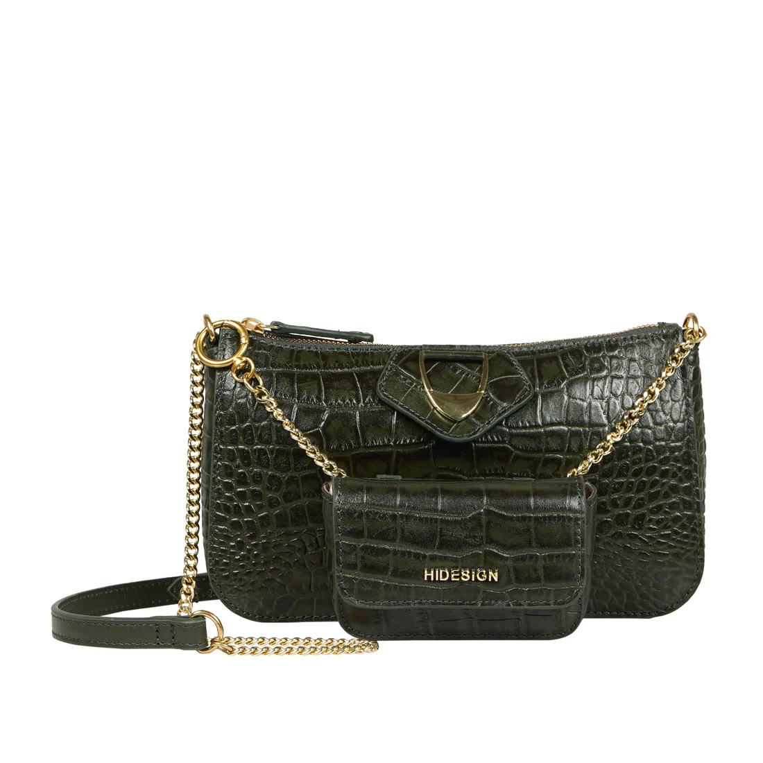 Aria Green Leather Crossbody