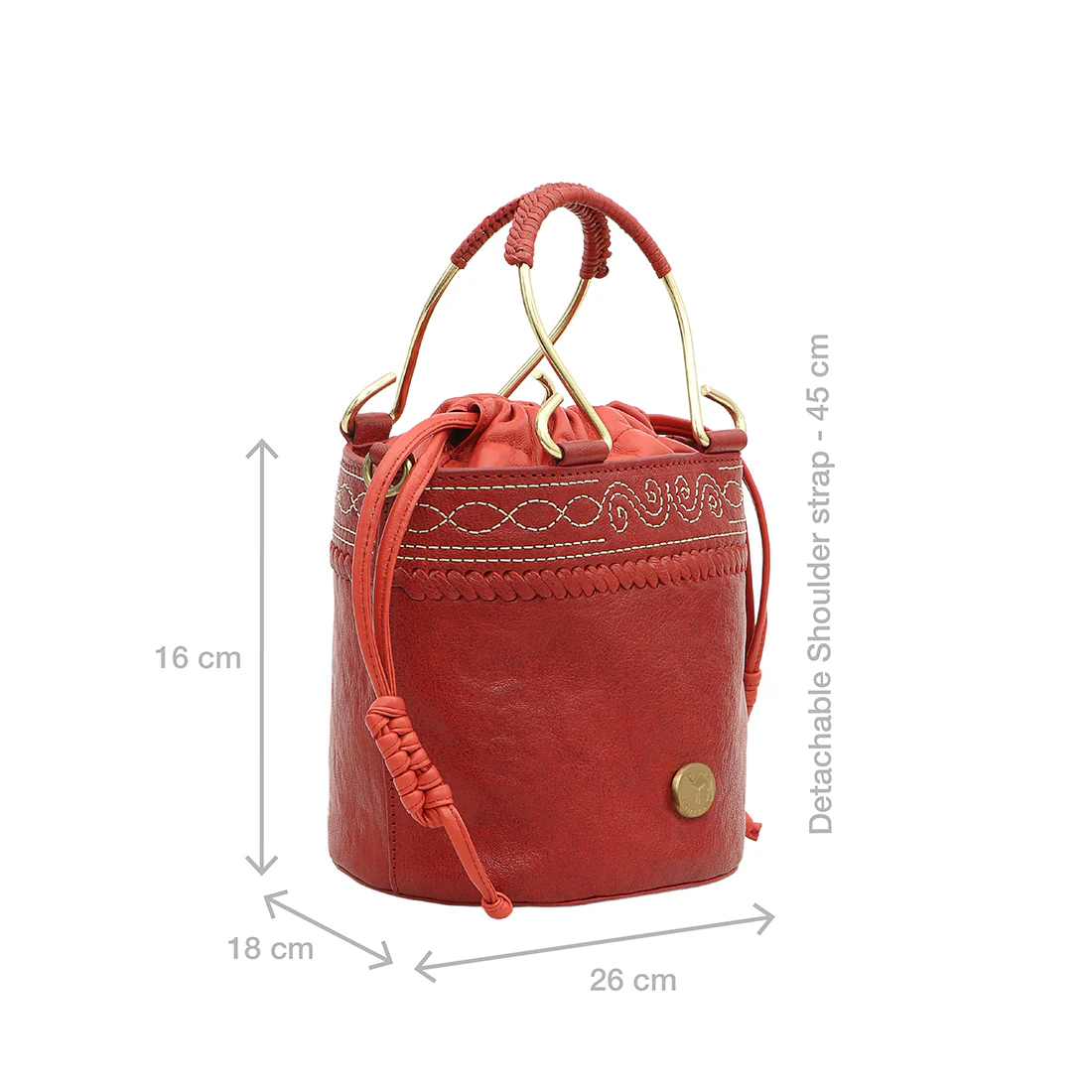 Bedouin - 02 Red Leather Bucket Bag - Image 3