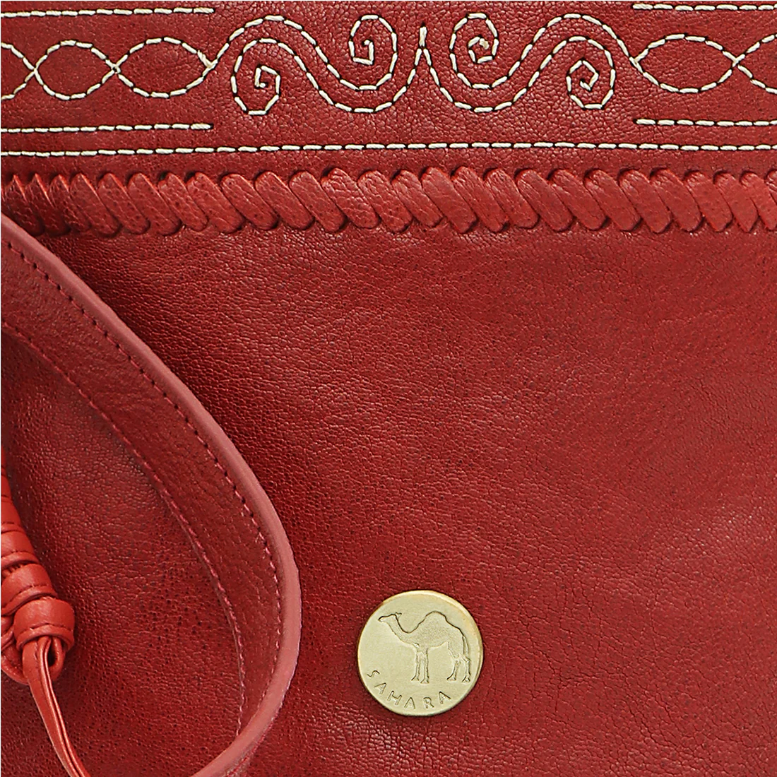 Bedouin - 02 Red Leather Bucket Bag - Image 5