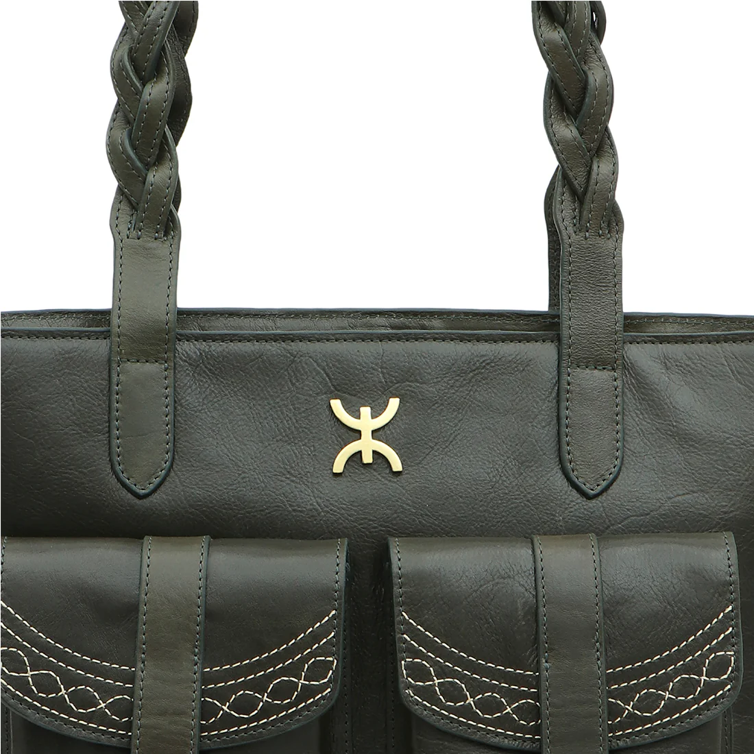 Bedouin - 04 Green Leather Tote Bag - Image 4