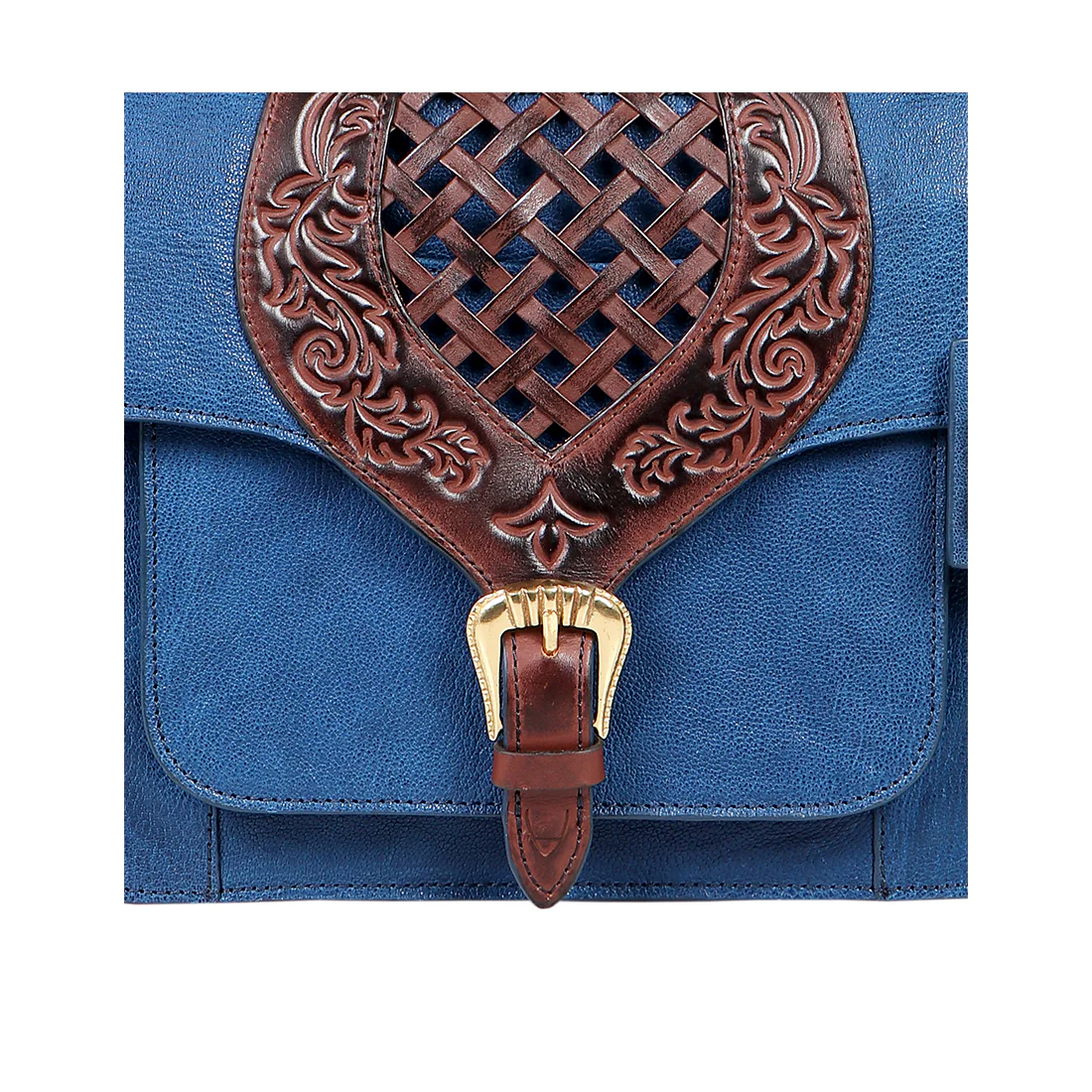Belle Star 02 Blue Leather Shoulder Bag - Image 4