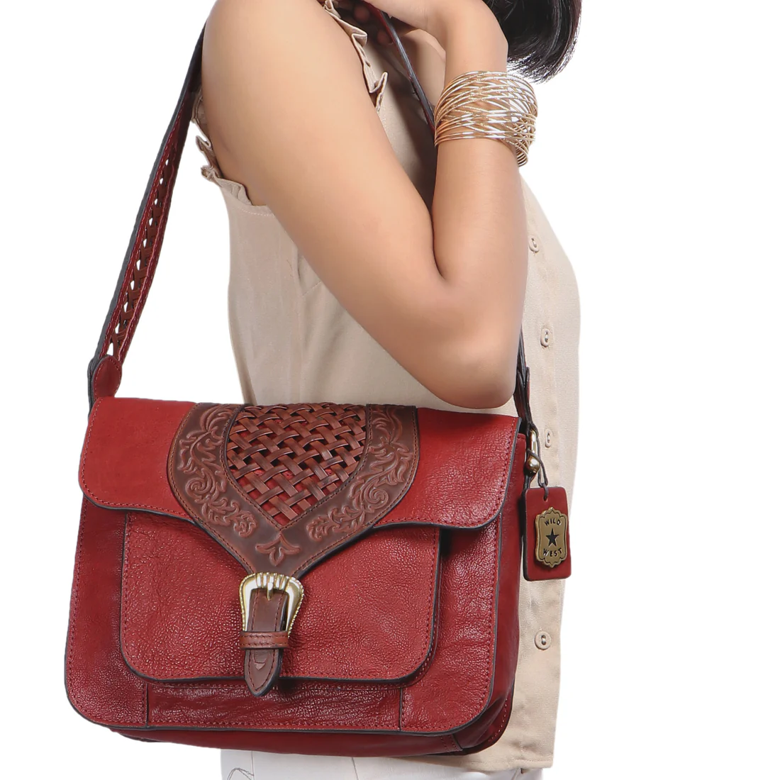 Belle Star 02 Marsala Leather Shoulder Bag - Image 2