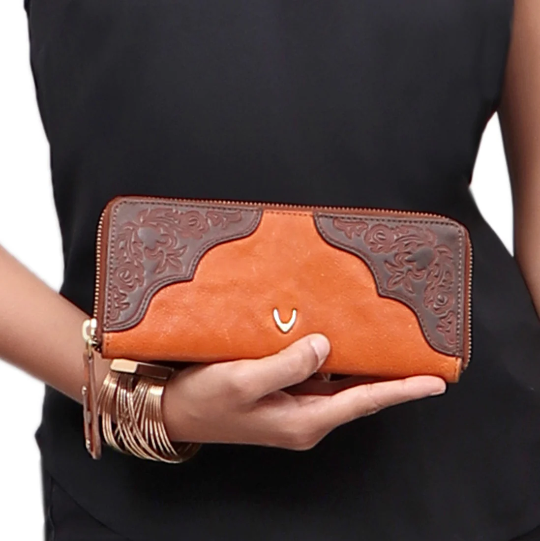 Belle Star W1 Orange Leather Zip Around Wallet - Image 6