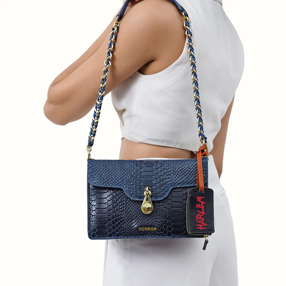 Bessie Blue Leather Shoulder Bag - Image 2
