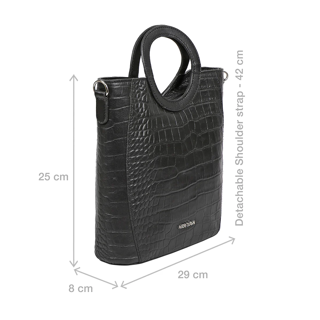 Beth 07 Black Leather Tote Bag - Image 2