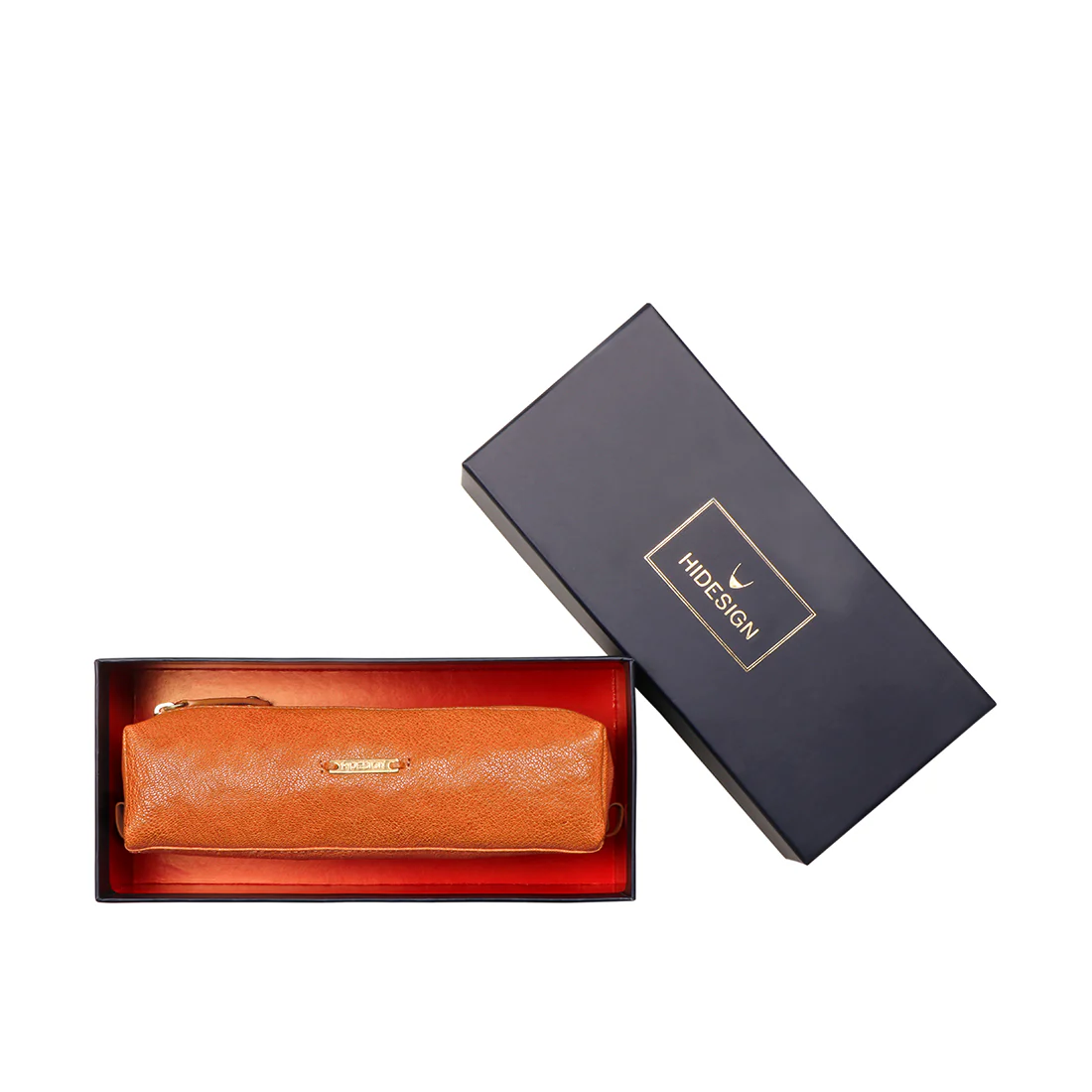 Bilbo Orange Leather Stationery Pouch - Image 3