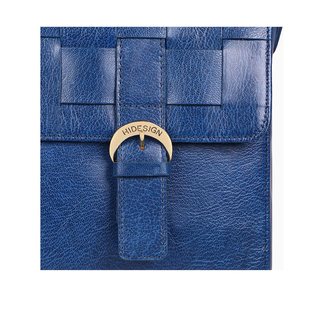 Buffy 02 Blue Leather Laptop Bag - Image 5