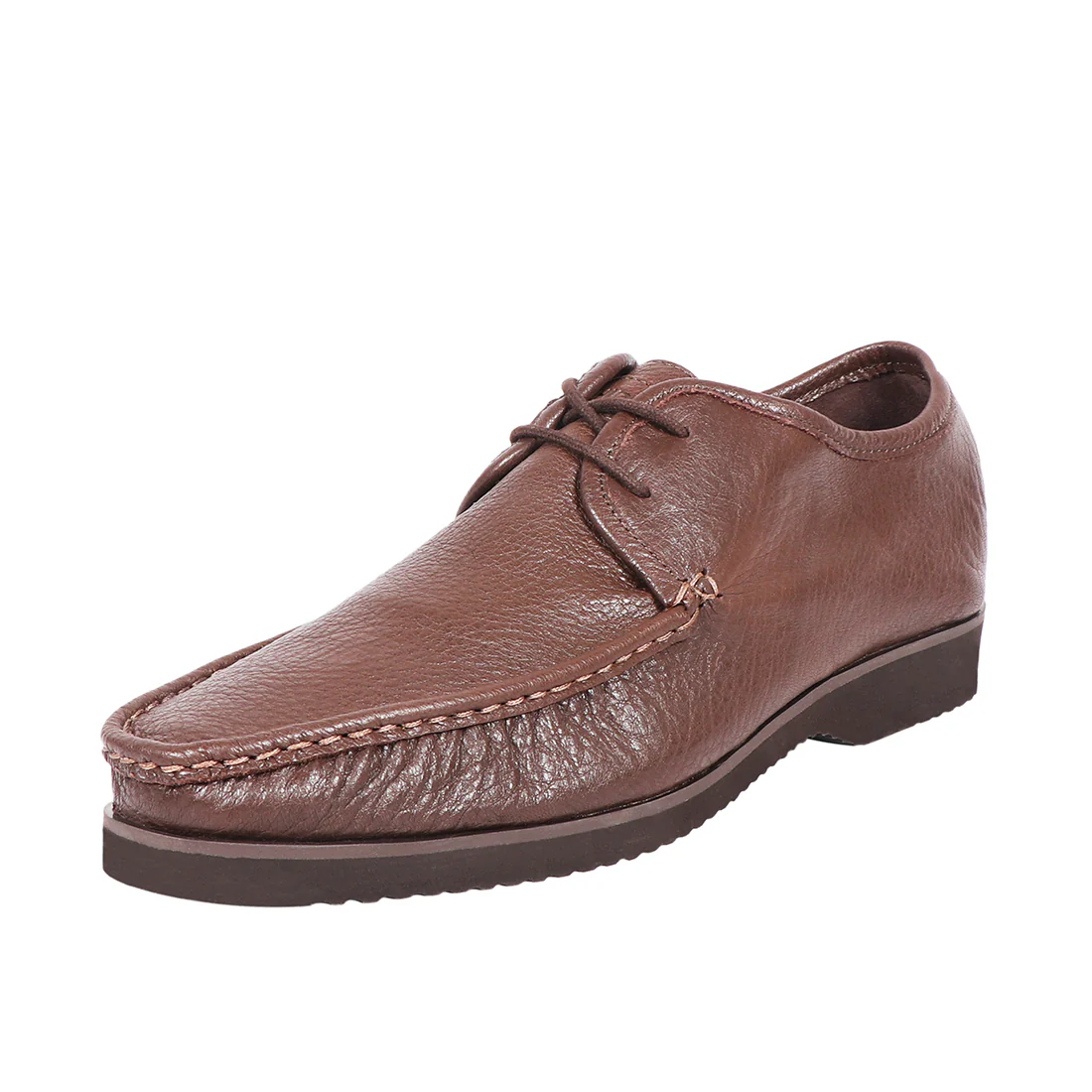 Burgundy Men's Brown Leather Lace Up Shoes - Image 2