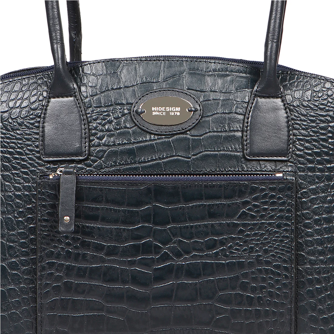 Calama 01 Blue Leather Tote Bag - Image 6