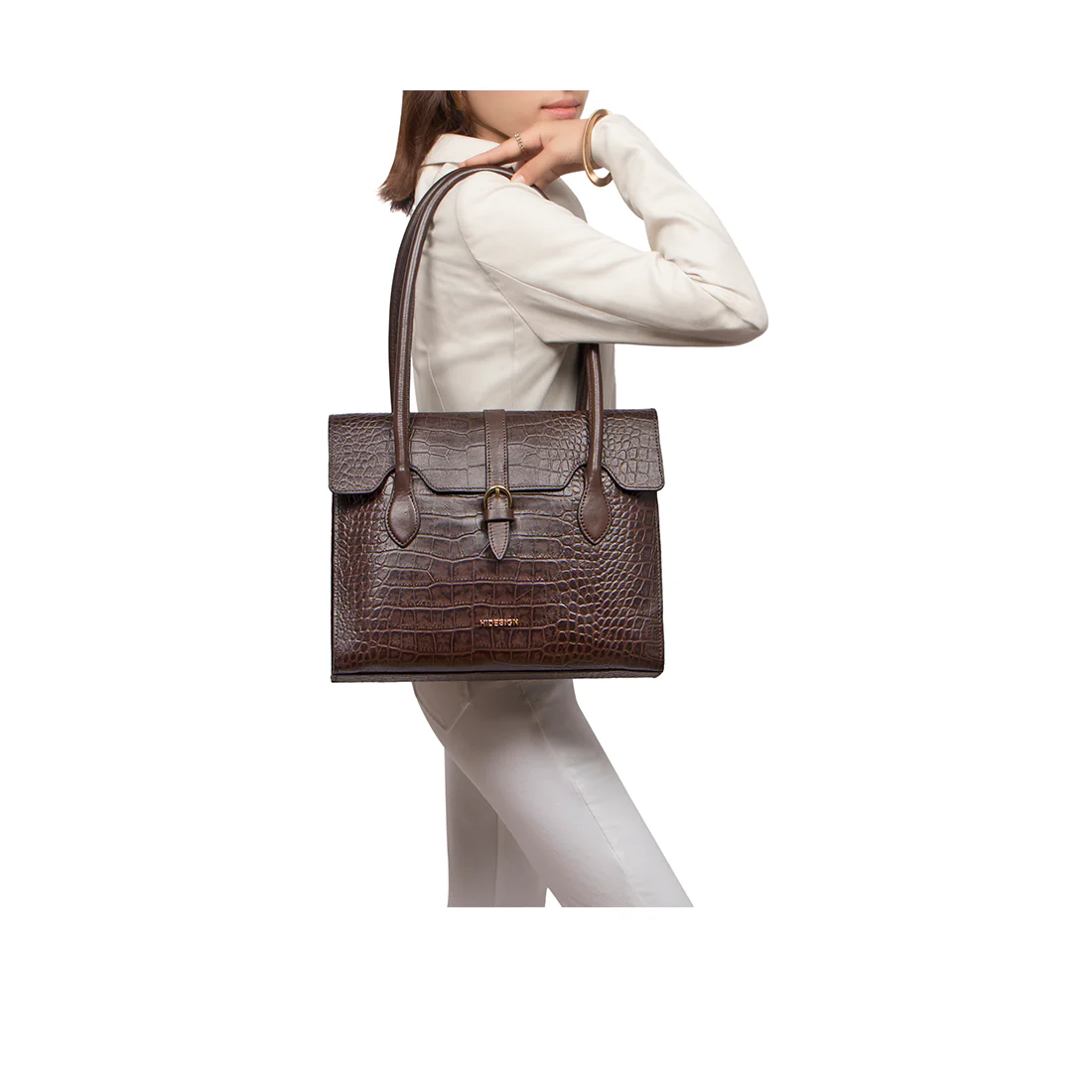 Cali 03 Brown Leather Tote Bag - Image 2