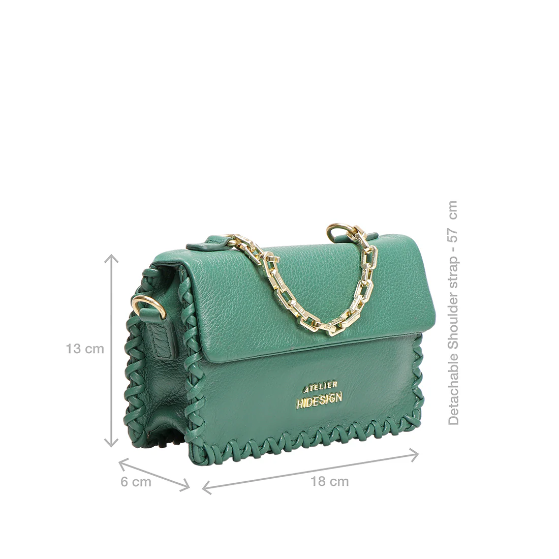Callas 02 Green Leather Sling Bag - Image 3