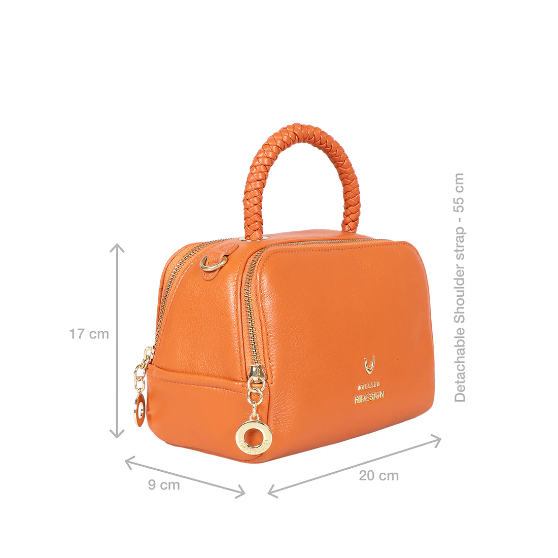 Callas 04 Orange Leather Bowling Bag - Image 4