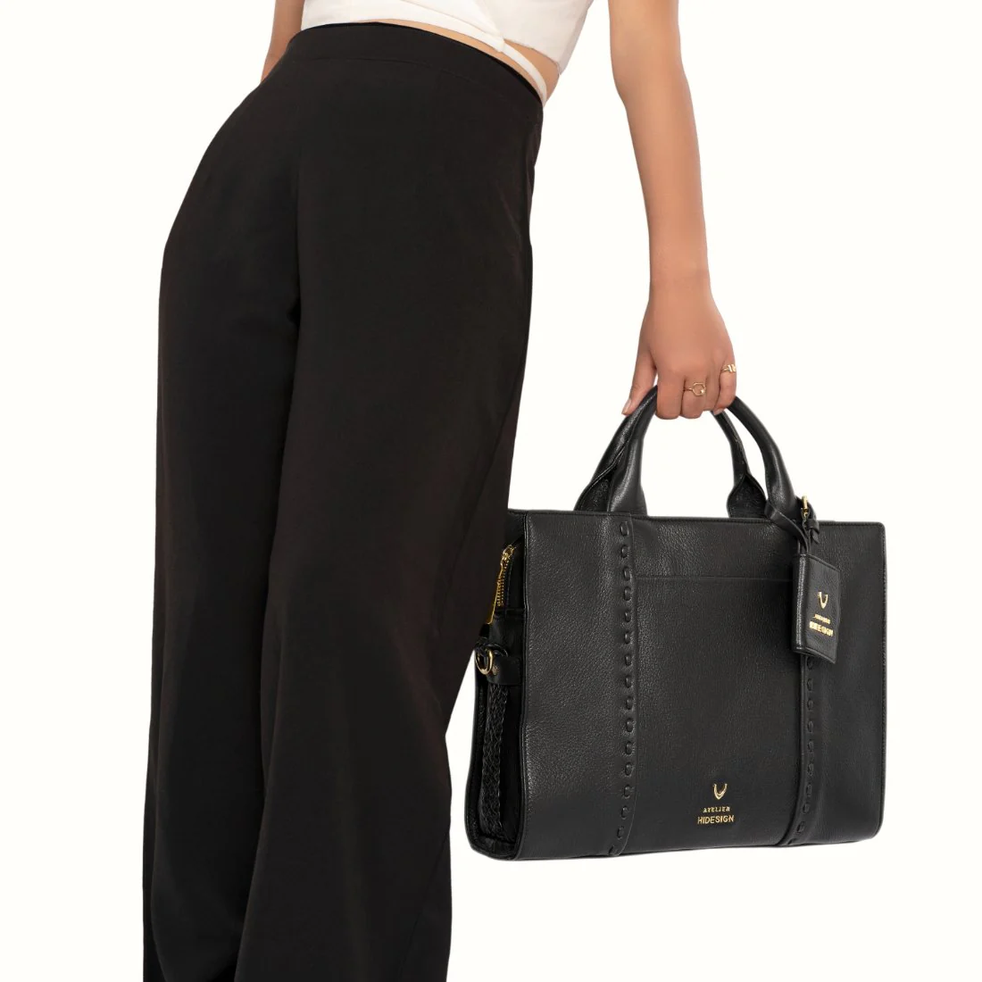 Callas 08 Black Leather Laptop Bag - Image 6