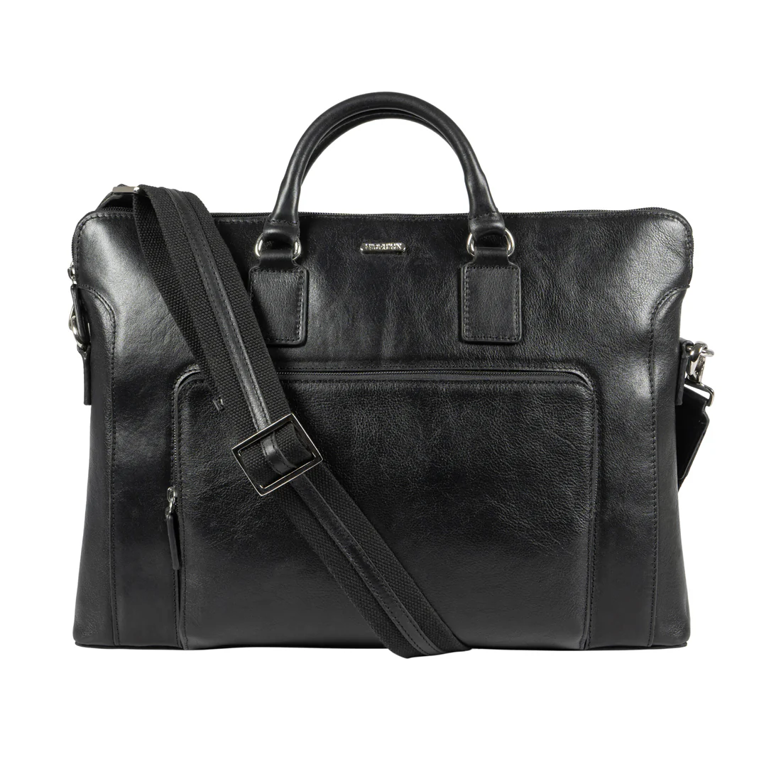 Carnegie 02 Black Leather  Laptop Bag - Image 3
