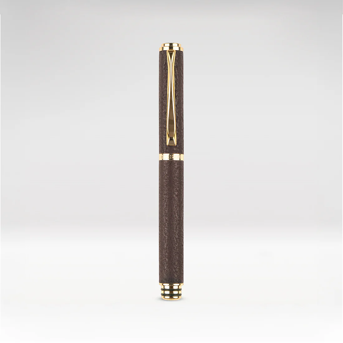 Cassis Brown Leather Gel Pen