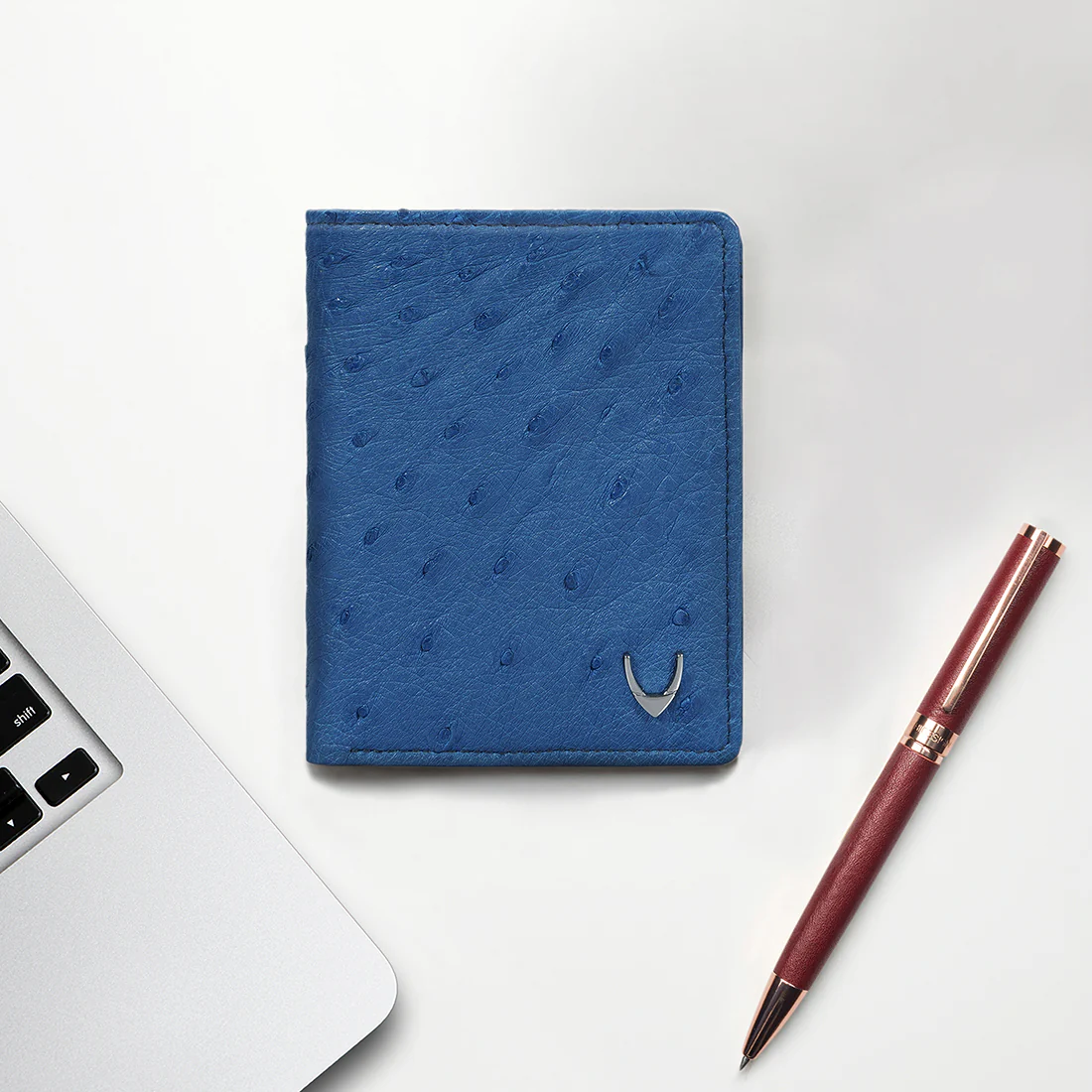 Coral W2 Blue Leather Bi-Fold Wallet