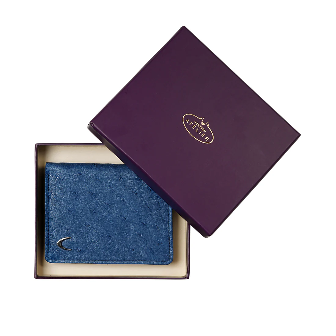 Coral W2 Blue Leather Bi-Fold Wallet - Image 8