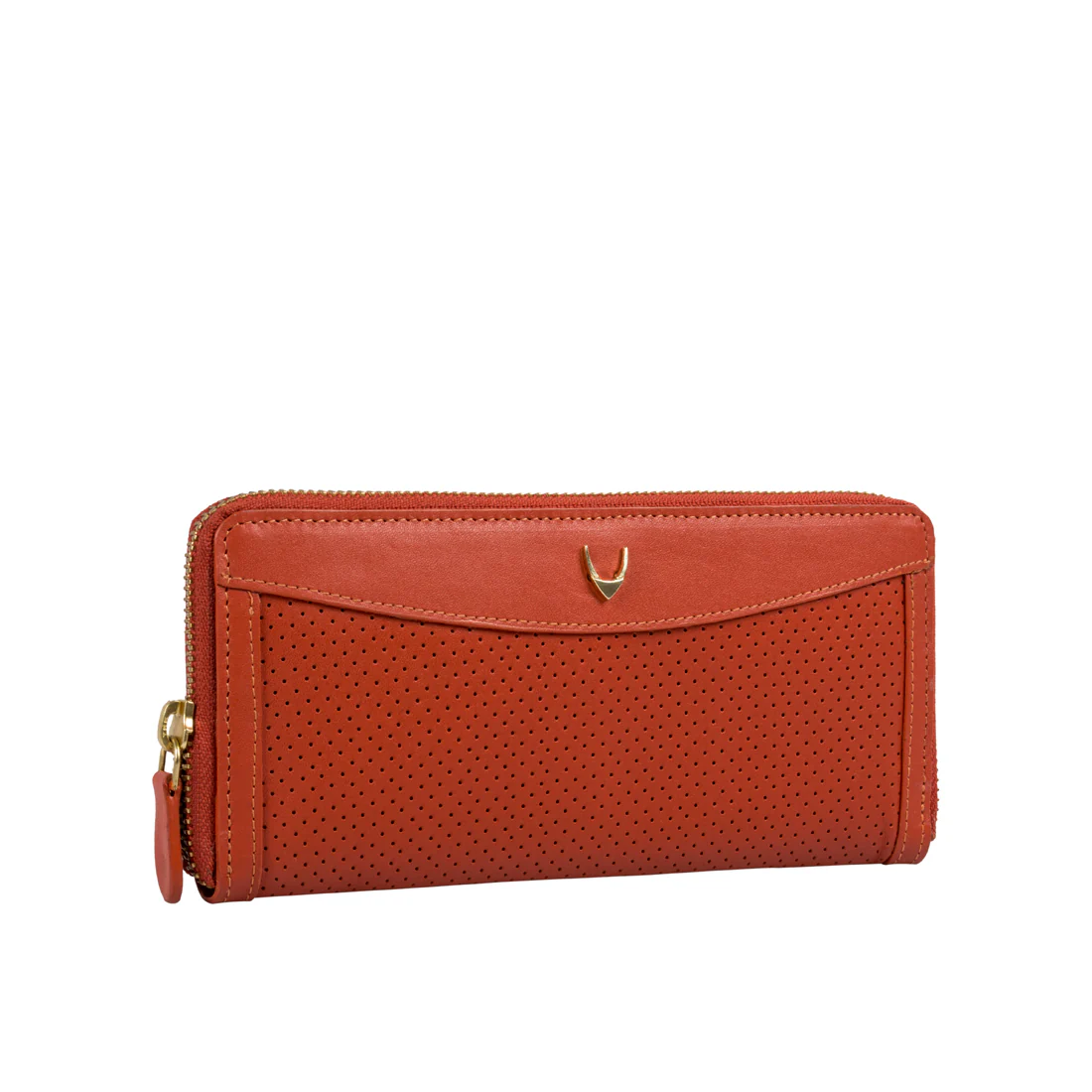 Dancing W1 Orange Leather Zip Around Wallet - Image 2