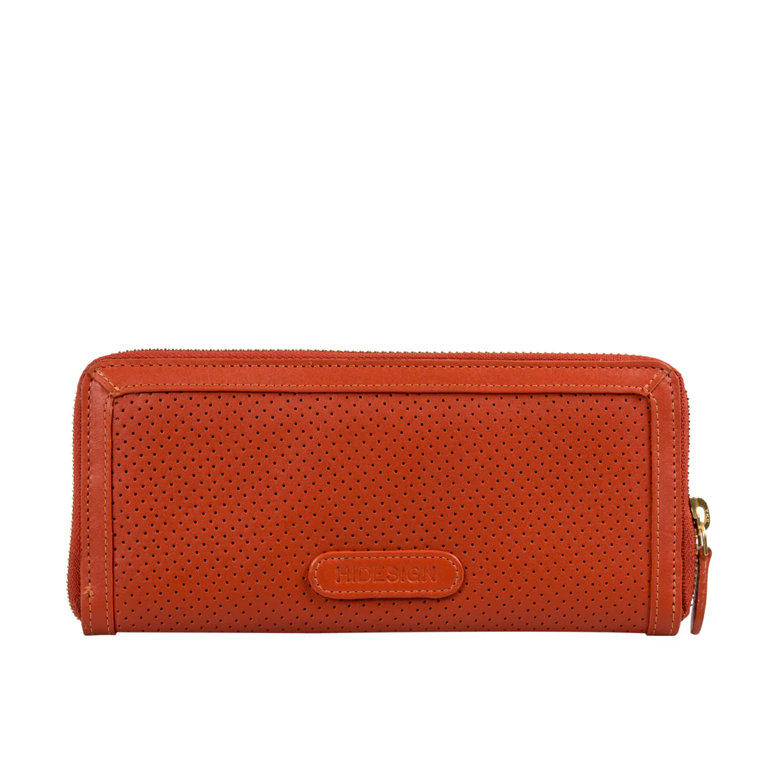 Dancing W1 Orange Leather Zip Around Wallet - Image 3
