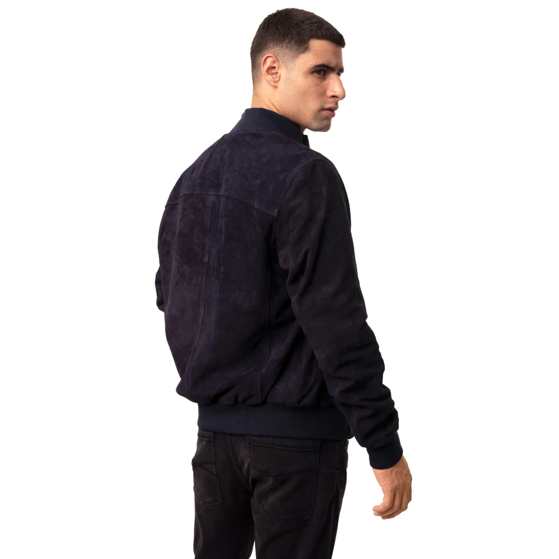 Depp 01 Men's Blue Bomber Style Leather Jacket - Image 2