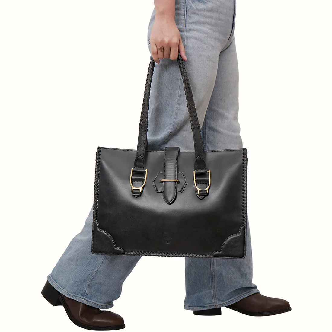 Durango 03 Black Leather Laptop Bag - Image 2