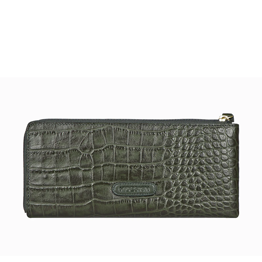 Ee Angara W1-M Green Leather Zip Around Wallet - Image 4