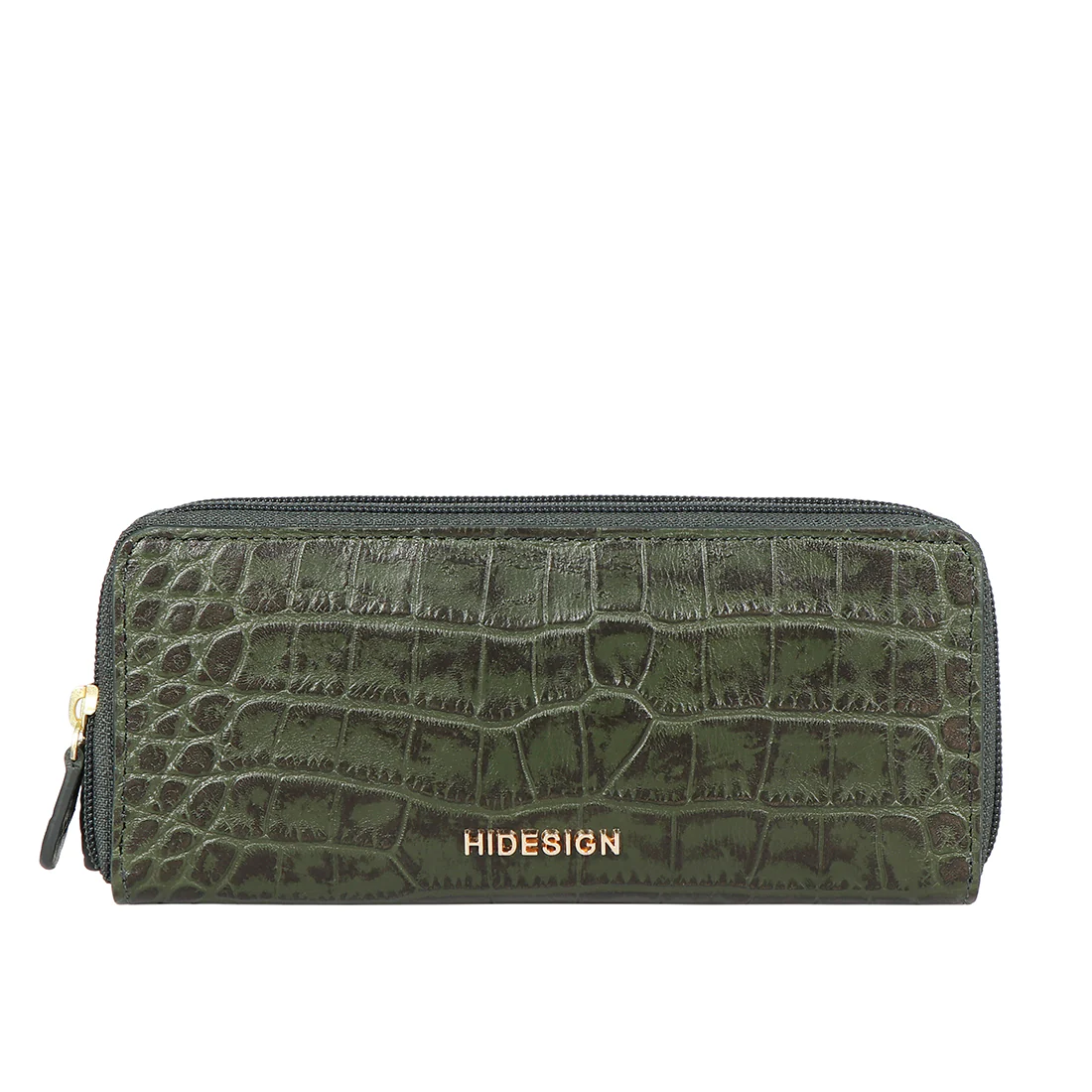 Ee Angara W3-M Green Leather Double Zip Around Wallet