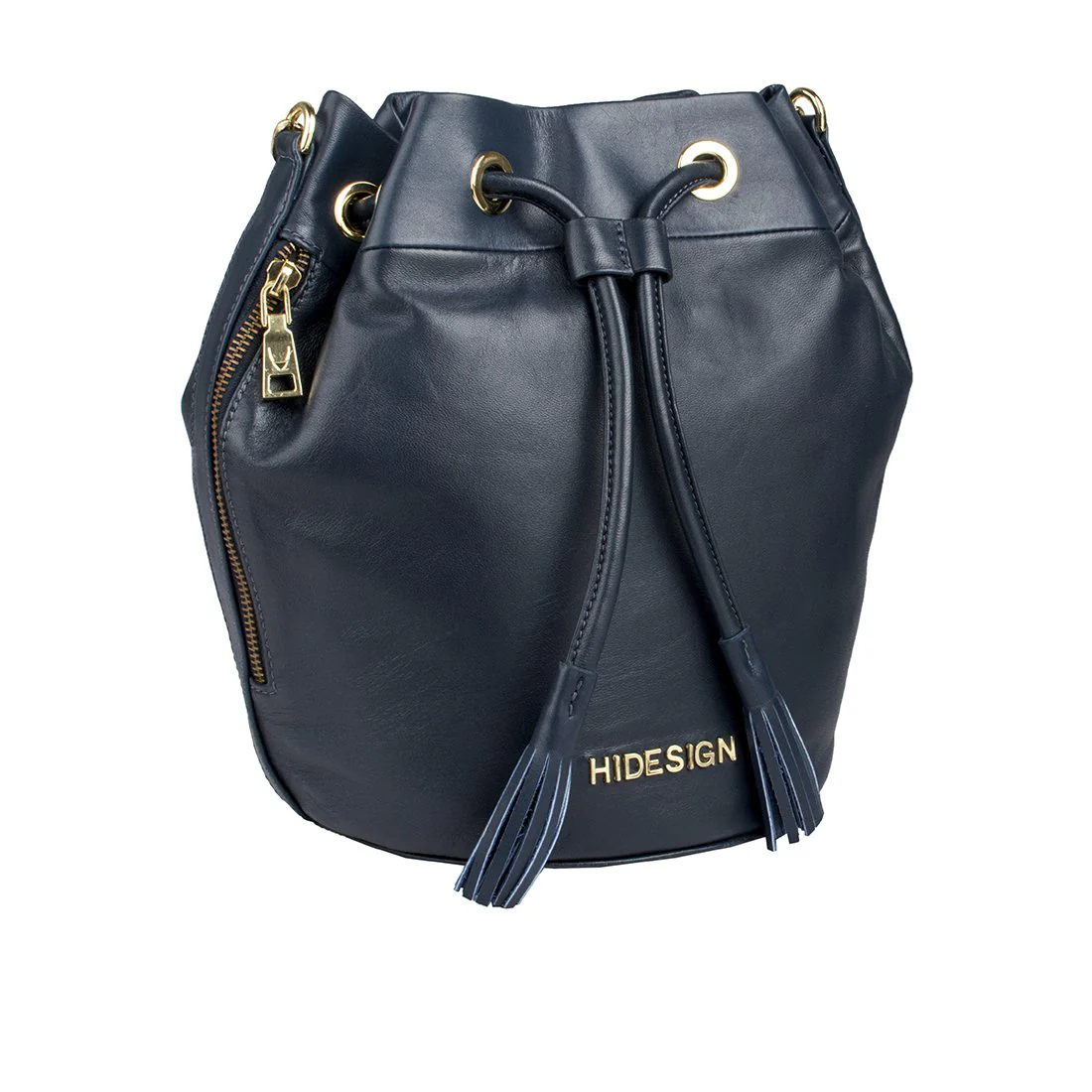 Ee Atlas 01 Blue Leather Draw String Bag - Image 2