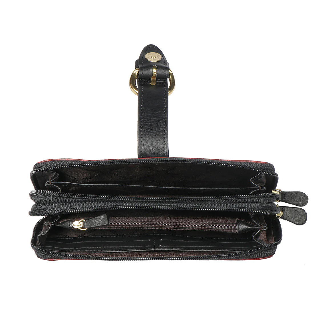 Ee Eliza W2-M Red Leather Double Zip Around Wallet - Image 4