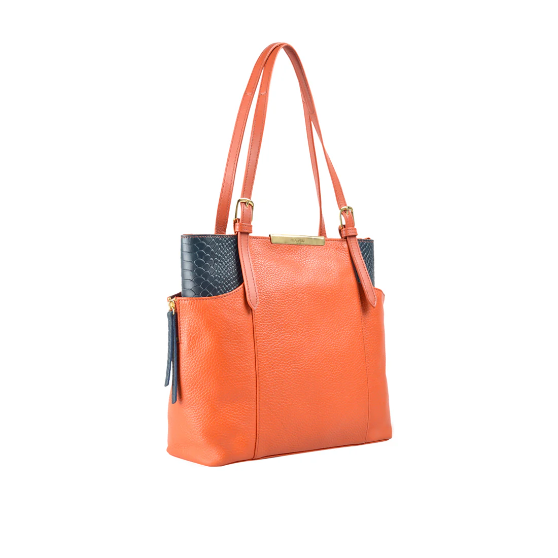 Ee Gemini 01 Orange Leather Tote Bag - Image 2