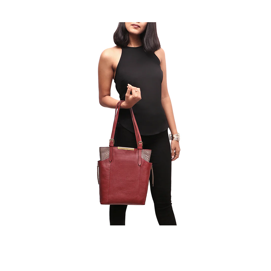 Ee Gemini 02 Red Leather Tote Bag
