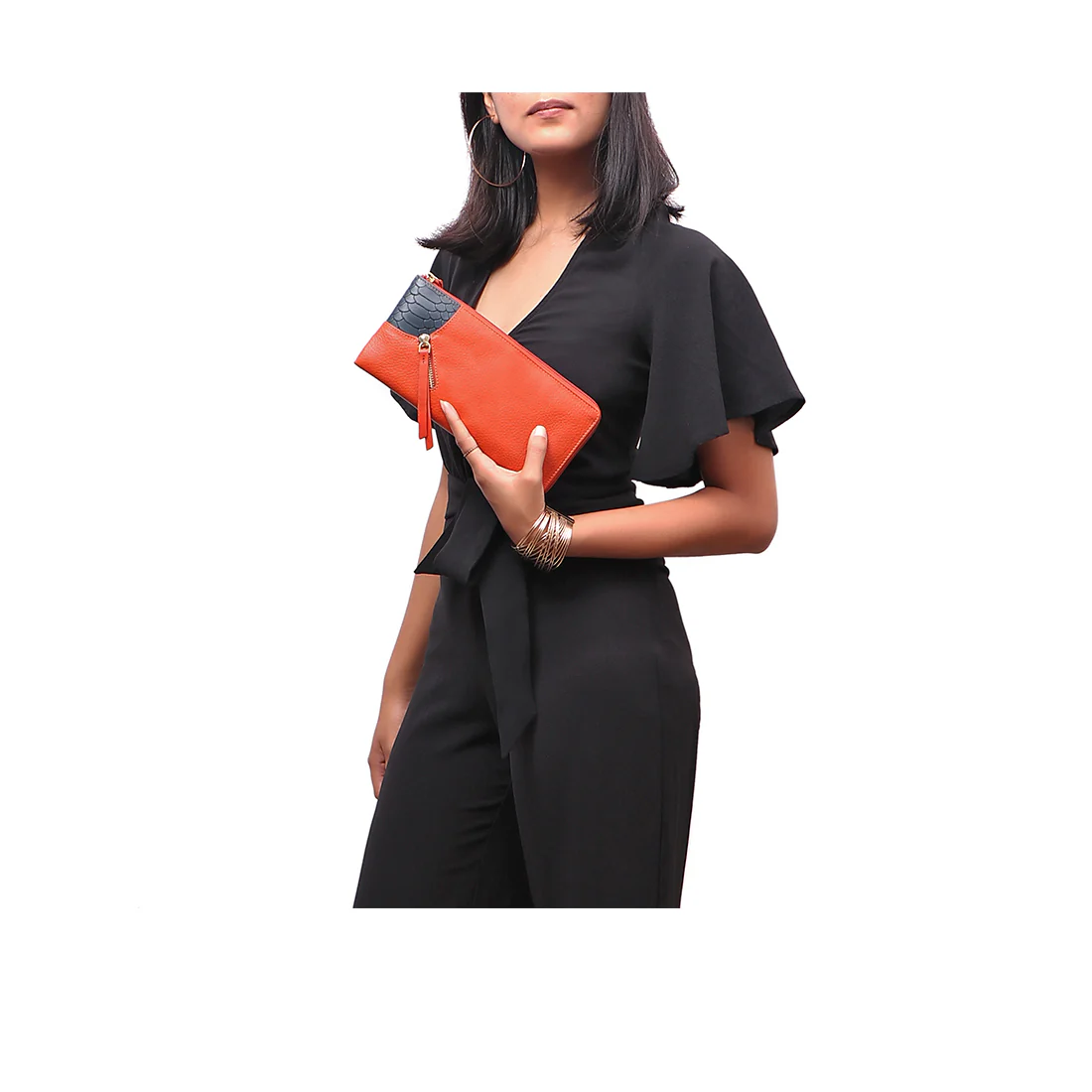 Ee Gemini W2 Orange Leather Zip Around Wallet - Image 5