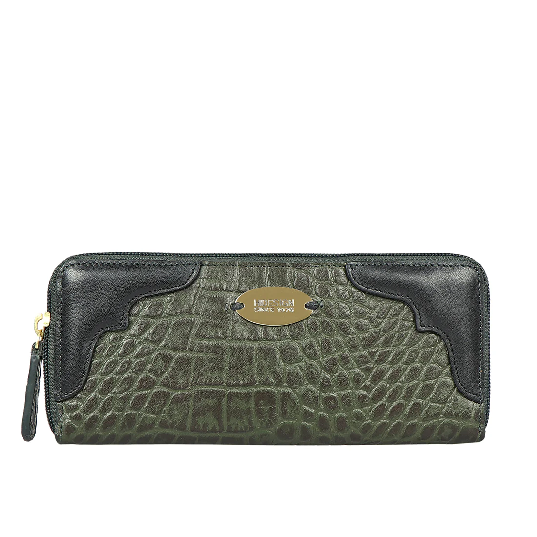 Ee Karolina W2-M Green Leather Zip Around Wallet