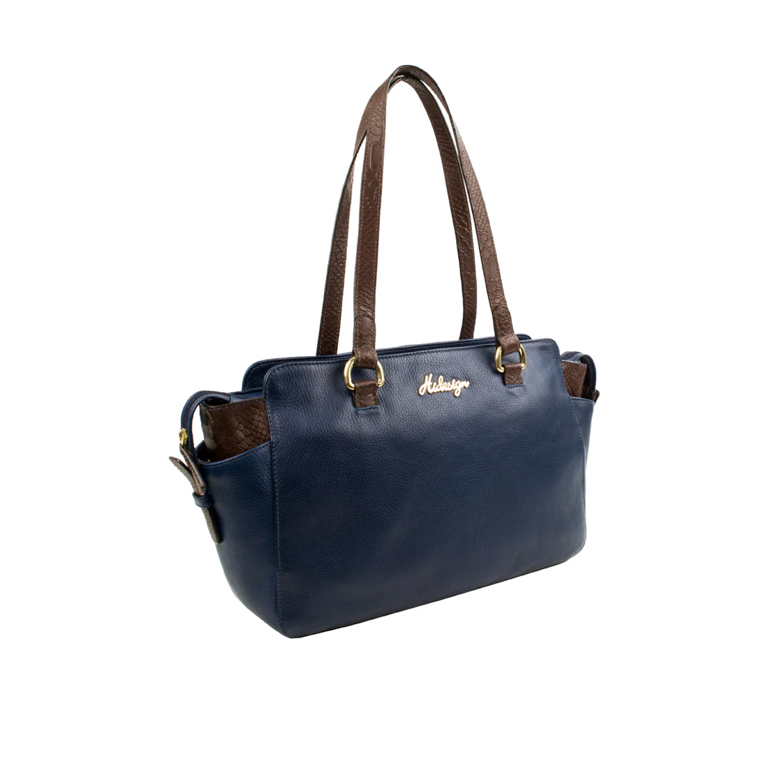 Ee Olivia 02 Blue Leather Tote Bag - Image 2