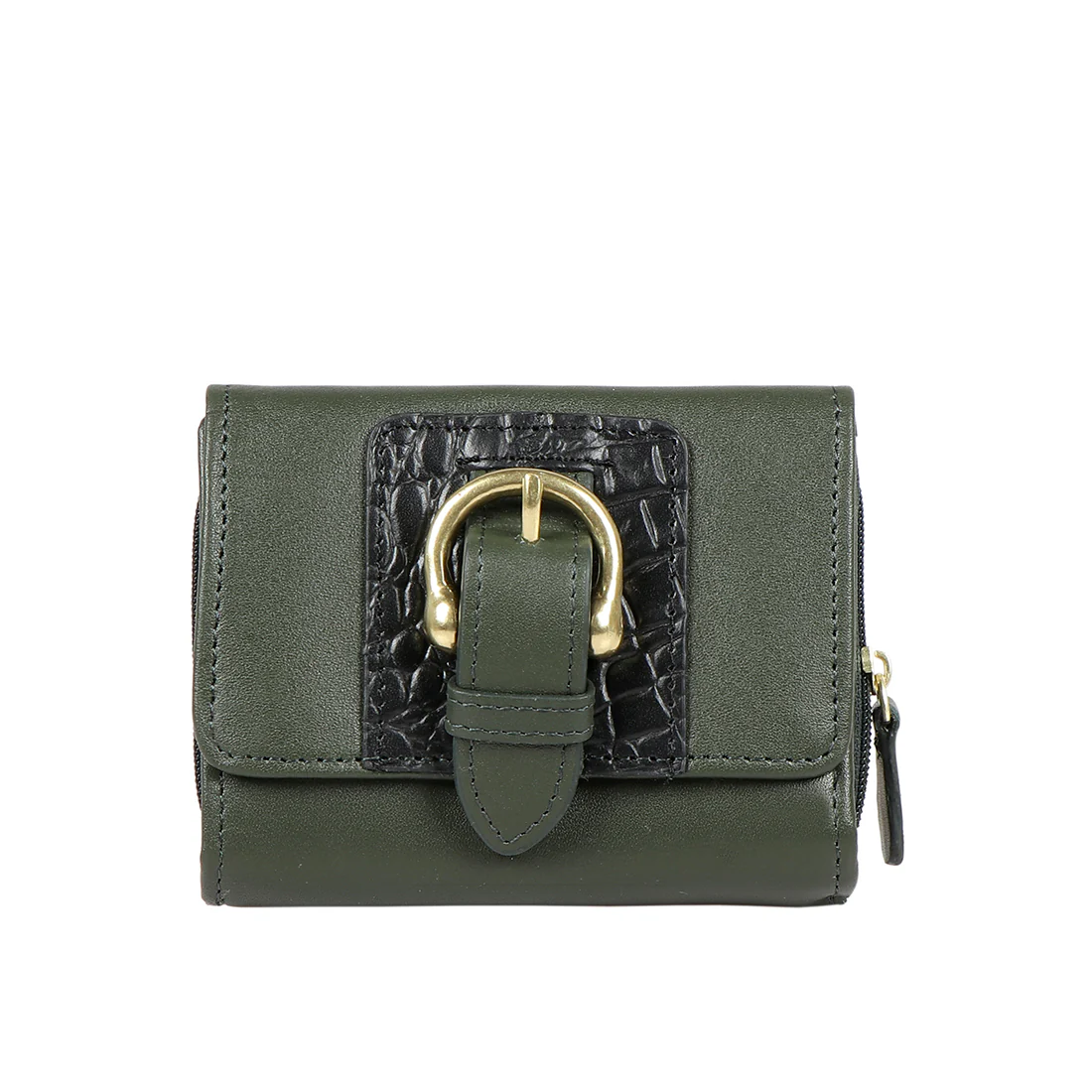 Ee Shanghai W3 Green Leather Trifold Wallet