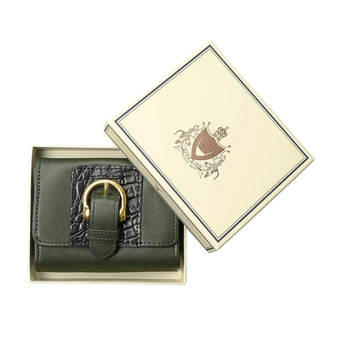 Ee Shanghai W3 Green Leather Trifold Wallet - Image 7