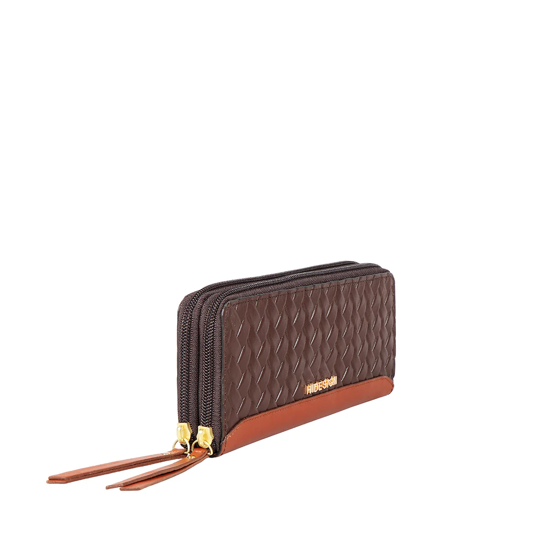 Ee Spruce W2-M Brown Leather Double Zip Around Wallet - Image 2
