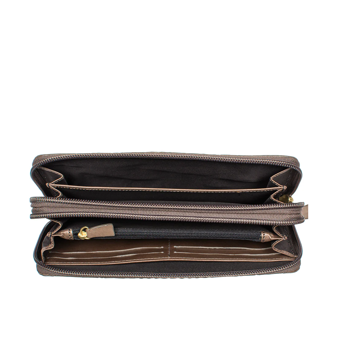 Ee Taurus W2  Silver Leather Double Zip Around Wallet - Image 5