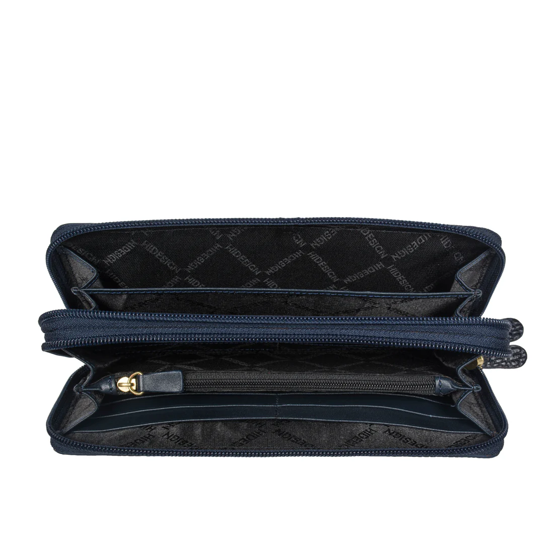 Ee Taurus W2 Blue Leather Double Zip Around Wallet - Image 5