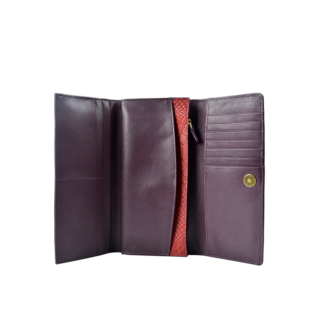 Ee Virgo W1  Purple Leather Trifold Wallet - Image 5