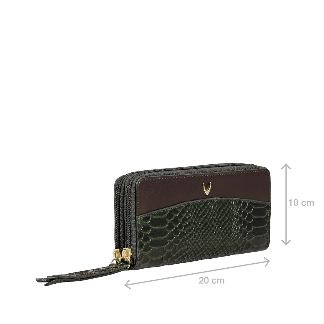 Ee Virgo W3  Green Leather Double Zip Around Wallet - Image 4