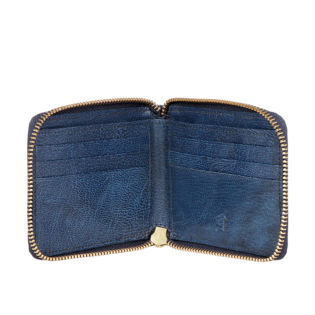 Eijo W7 Blue Leather Zip Around Wallet - Image 5