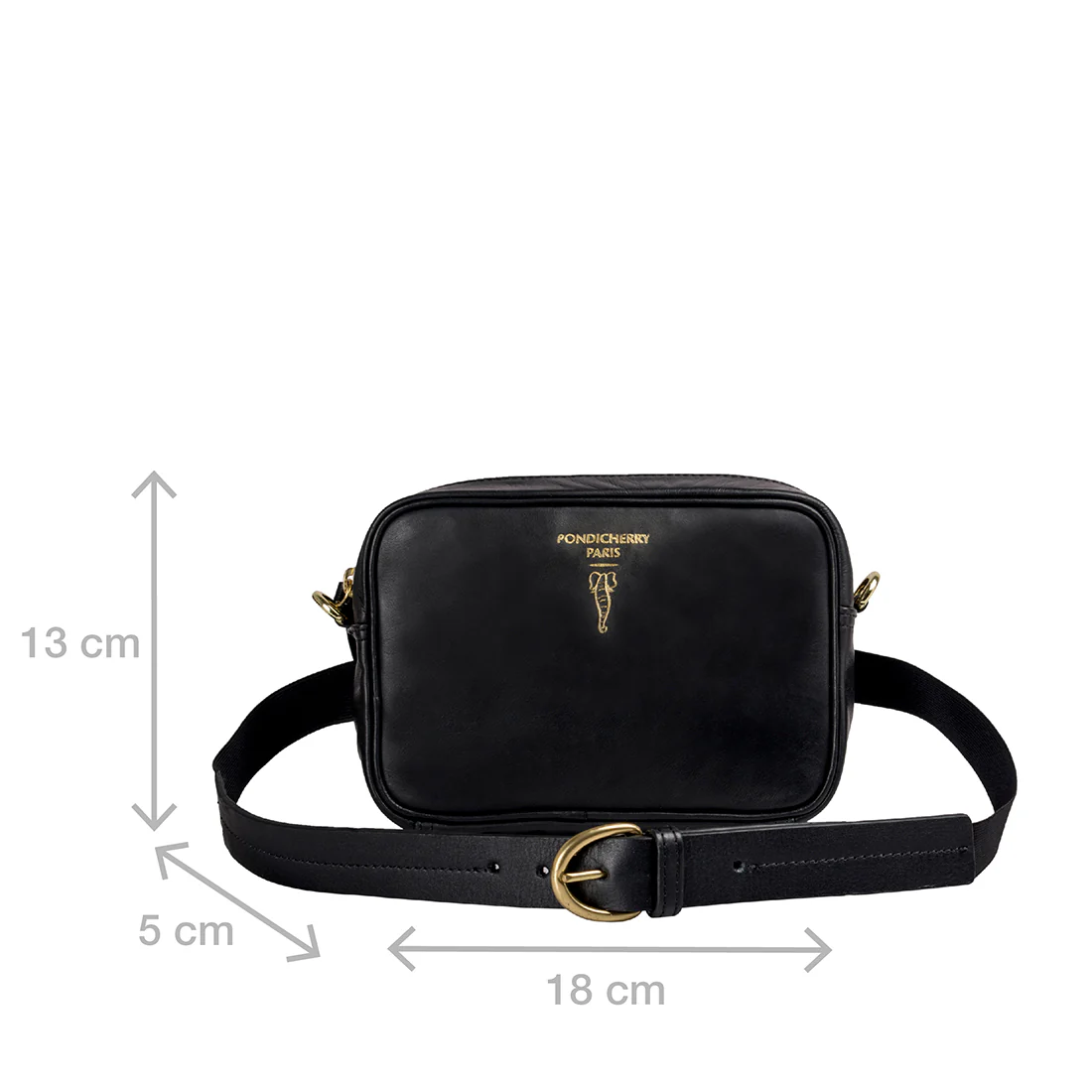 Elaine 01 Black Leather Belt Bag - Image 4